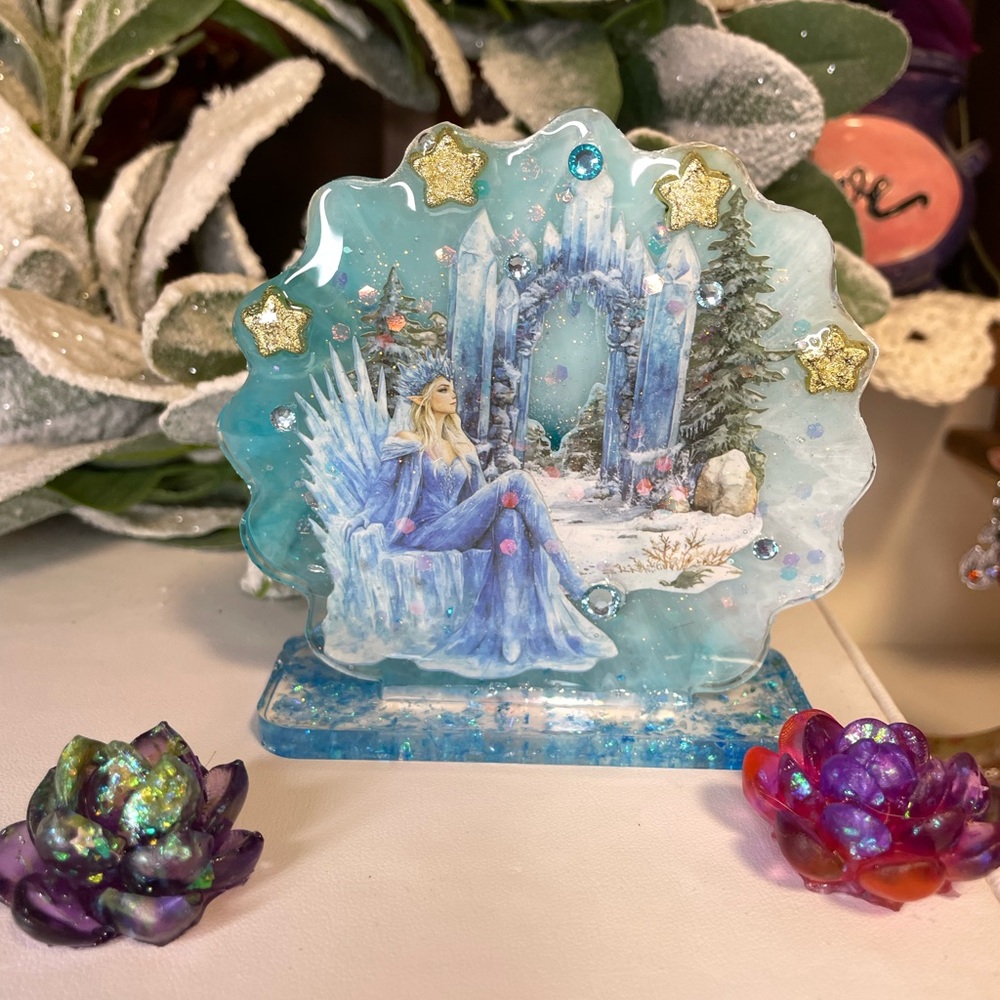Handmade Ice Queen Mixed Media Art - Picture 1 of 2
